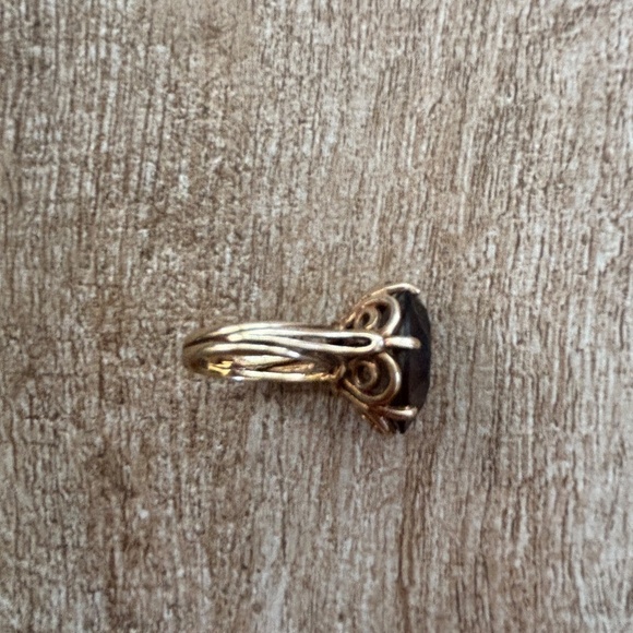 Smokey Topaz Vintage 10K Gold Statement Ring - Picture 7 of 10